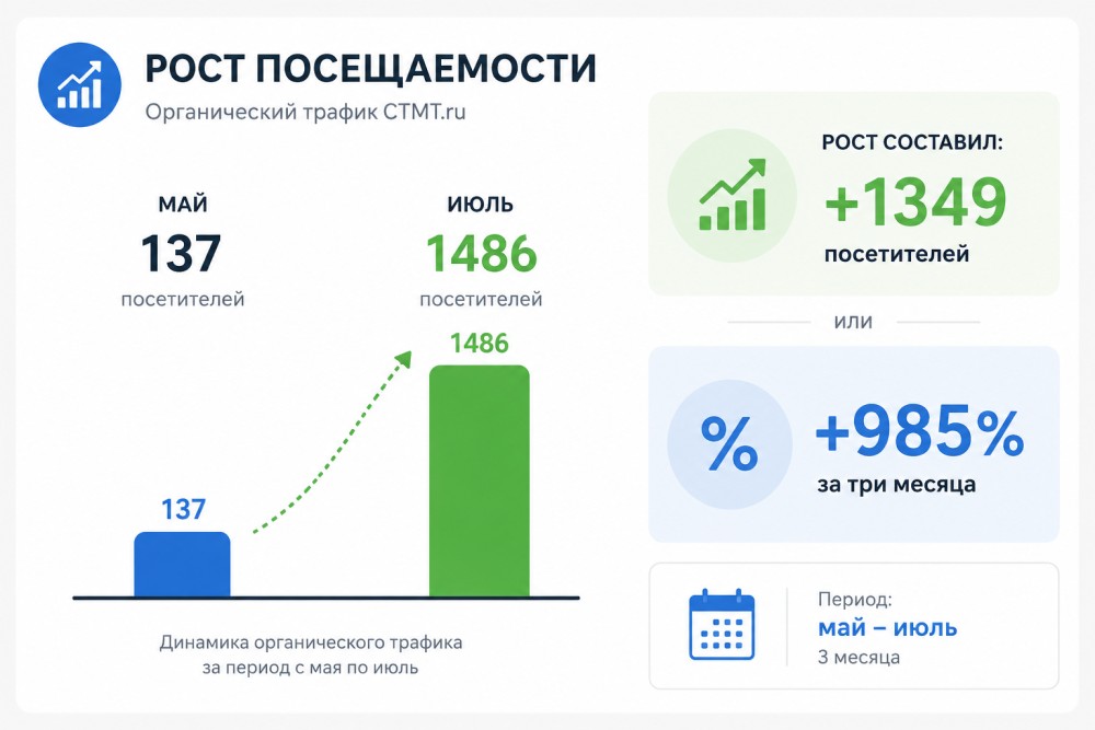 Рост органического трафика CTMT.ru с мая по июль