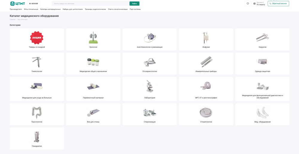 Структура категорий медицинских товаров на CTMT.ru